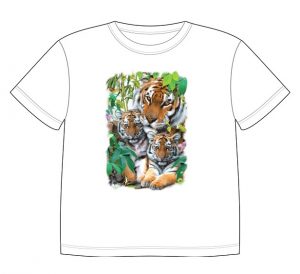 Dětské tričko s dobarvujícím se potiskem - Tygří rodinka