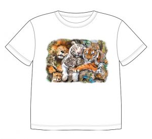 Dětské tričko s dobarvujícím se potiskem - Kočkovité šelmy