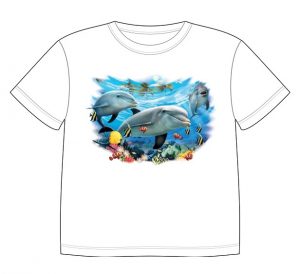 Dětské tričko s dobarvujícím se potiskem - Delfínci