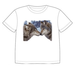 Dětské tričko s dobarvujícím se potiskem - Mazlící se vlci