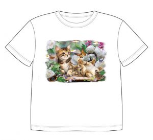 Dětské tričko s dobarvujícím se potiskem - Hrající si koťátka