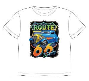 Dětské tričko s dobarvujícím se potiskem - Route 66 Hot Rod