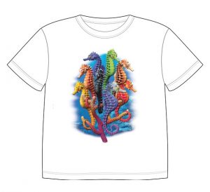 Dětské tričko s dobarvujícím se potiskem - Mořští koníci