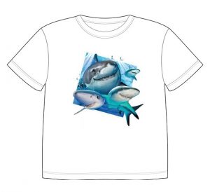 Dětské tričko s dobarvujícím se potiskem - Žraloci