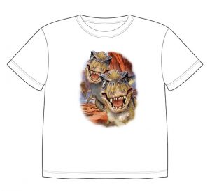 Dětské tričko s dobarvujícím se potiskem - Tyrannosauři