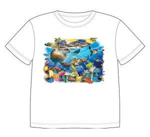 Dětské tričko s dobarvujícím se potiskem - Hrající si želvy