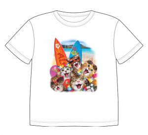 Dětské tričko s dobarvujícím se potiskem - Koťátka na pláži