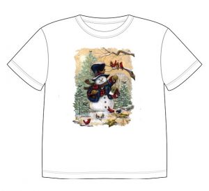 Dětské tričko s potiskem - Sněhulák s ptáčky